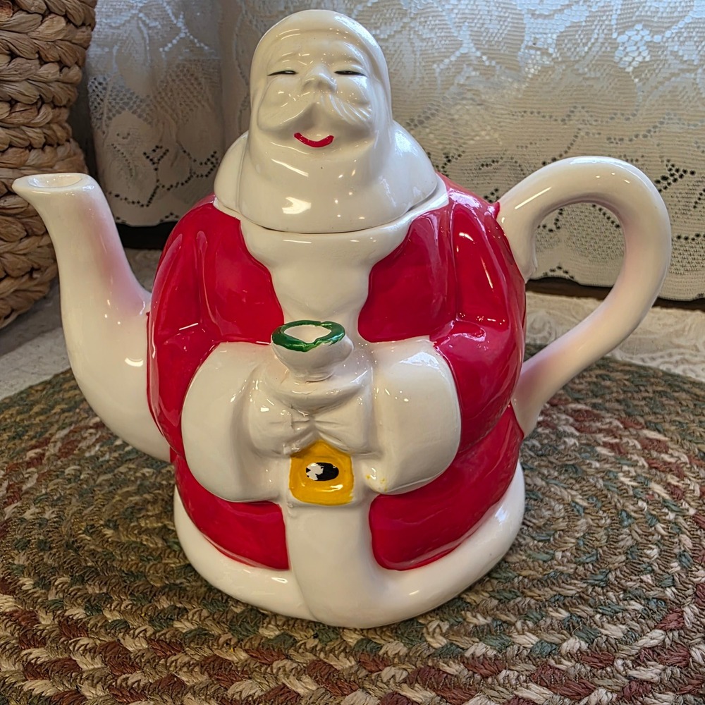 Vintage JB Santa Claus 6.5" Teapot Ceramic Holiday Decor